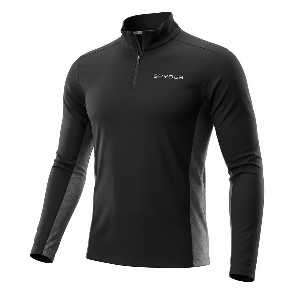 Spyder ProWEB 1/4 Zip Pullover Men's Small Black Gray Athletic Stretch Top